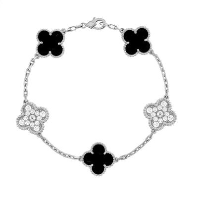 Bracciale in ambra - Argento / Diamante nero