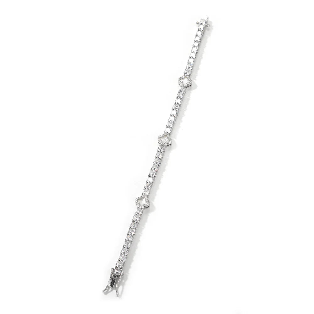 Éclat Clover Armband – Silber / Weiß
