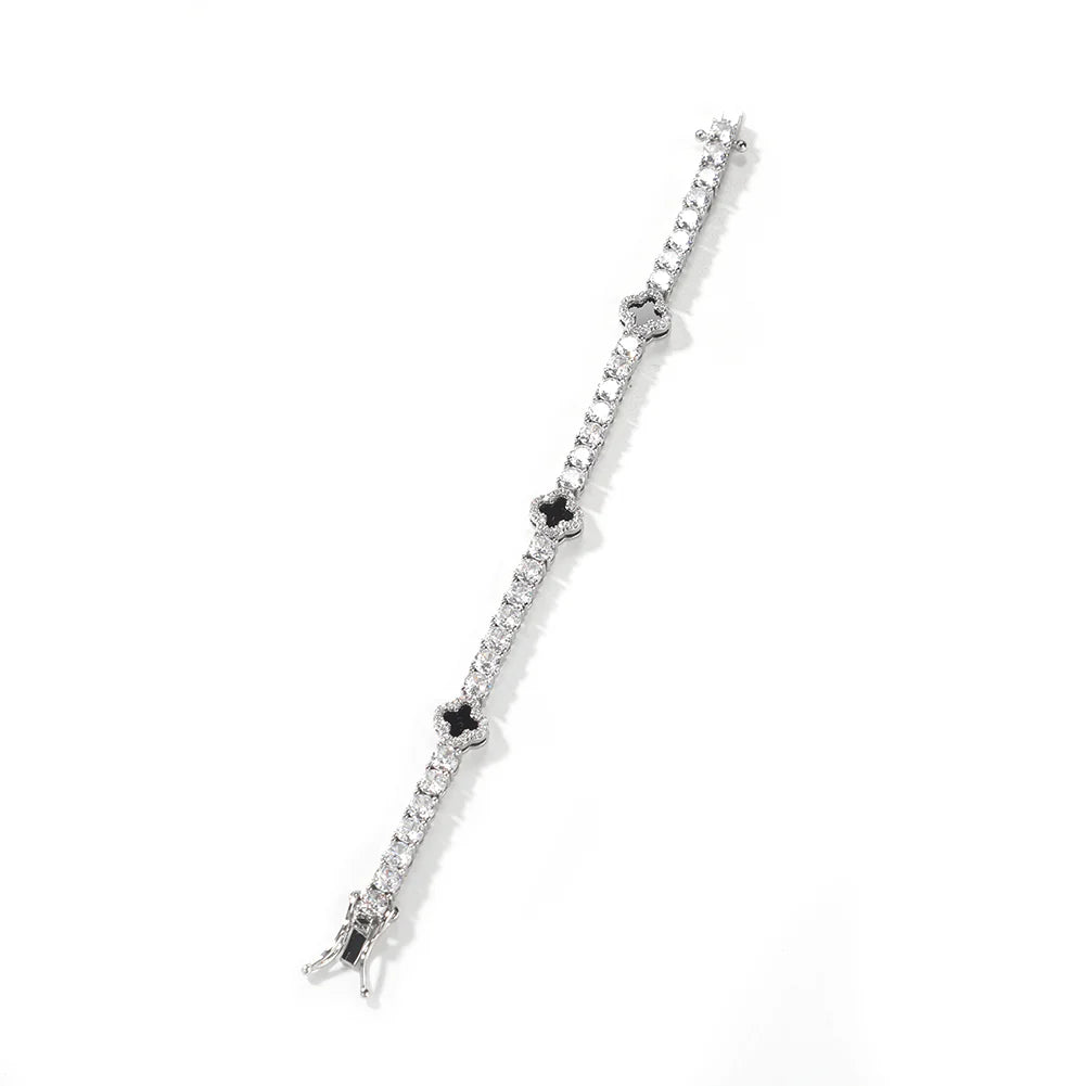 Éclat Clover Armband – Silber / Noir