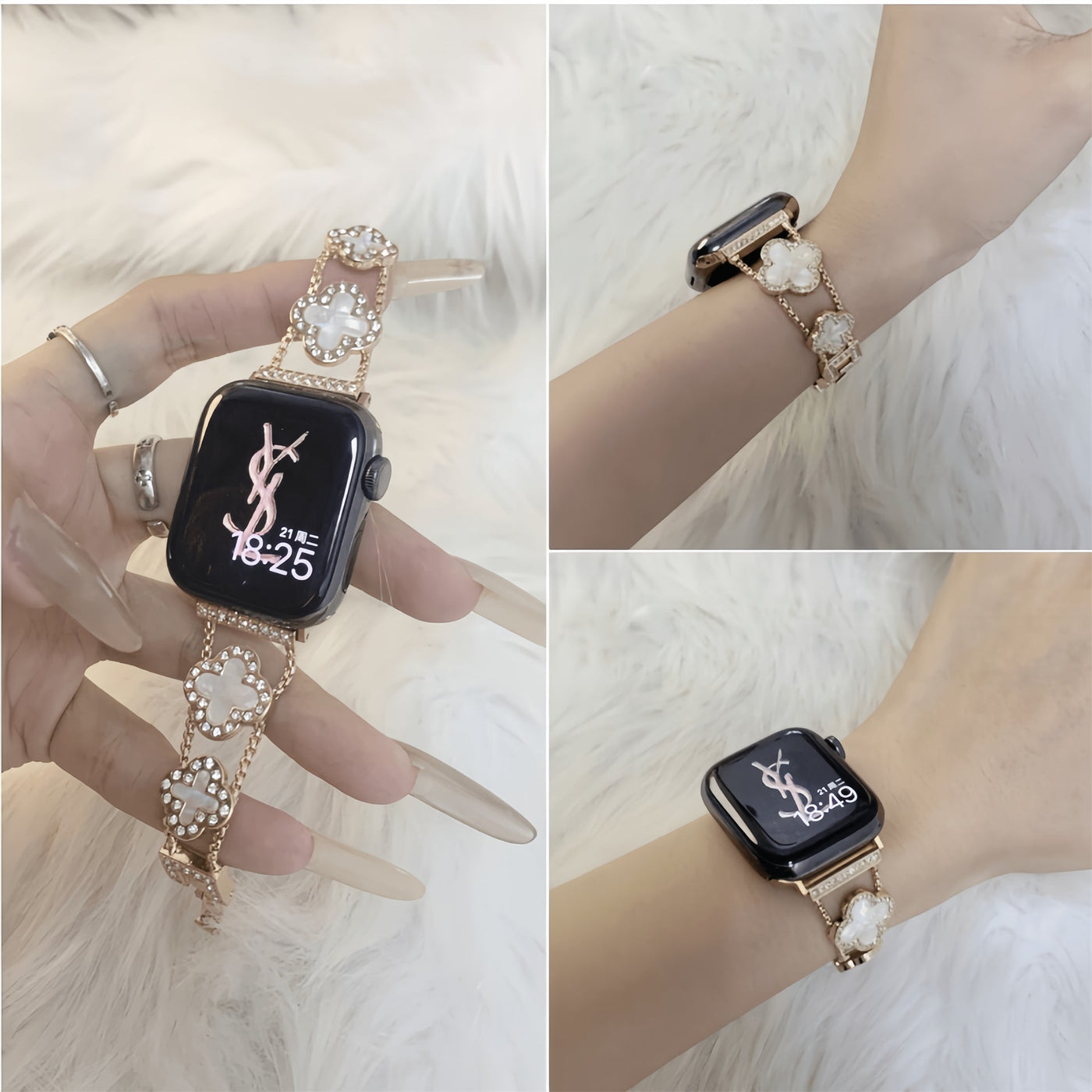 Diamantklee-Metallarmband