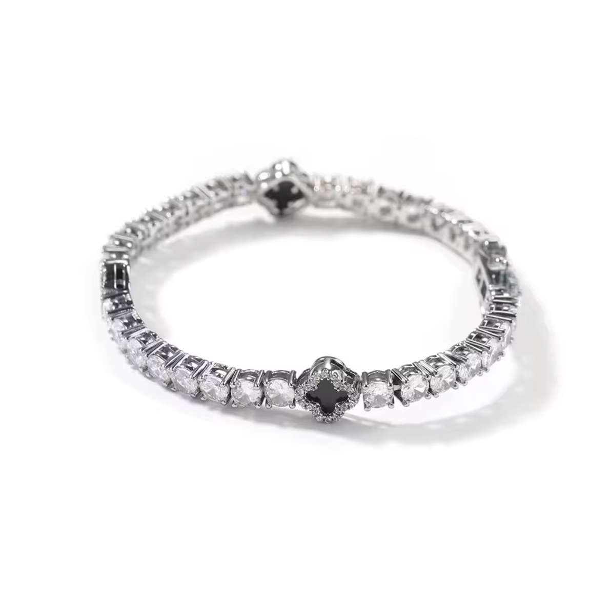 Éclat Clover Armband – Silber / Noir