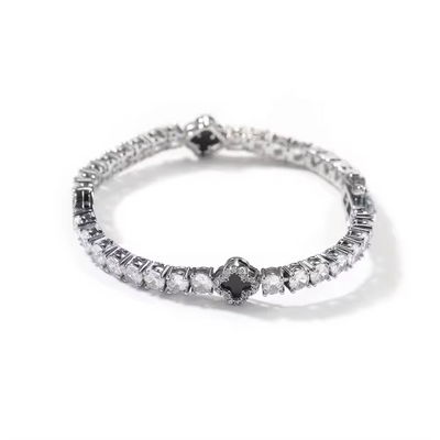 Éclat Clover Armband – Silber / Noir