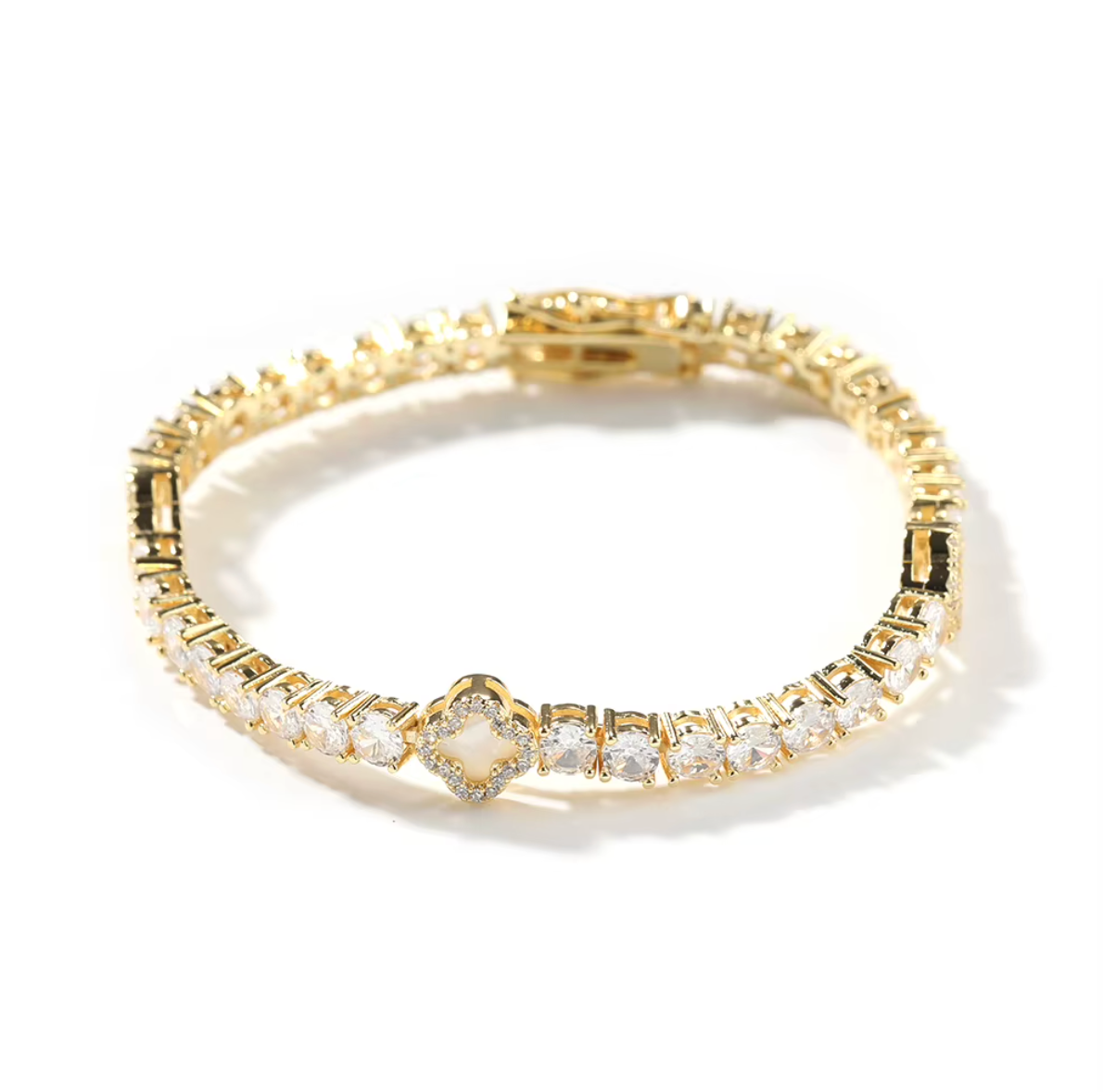 Éclat Clover Armband – Gold / Weiß