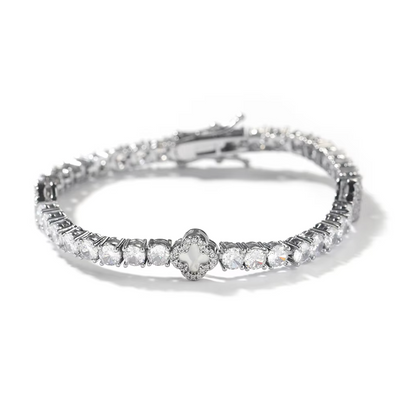 Éclat Clover Armband – Silber / Weiß