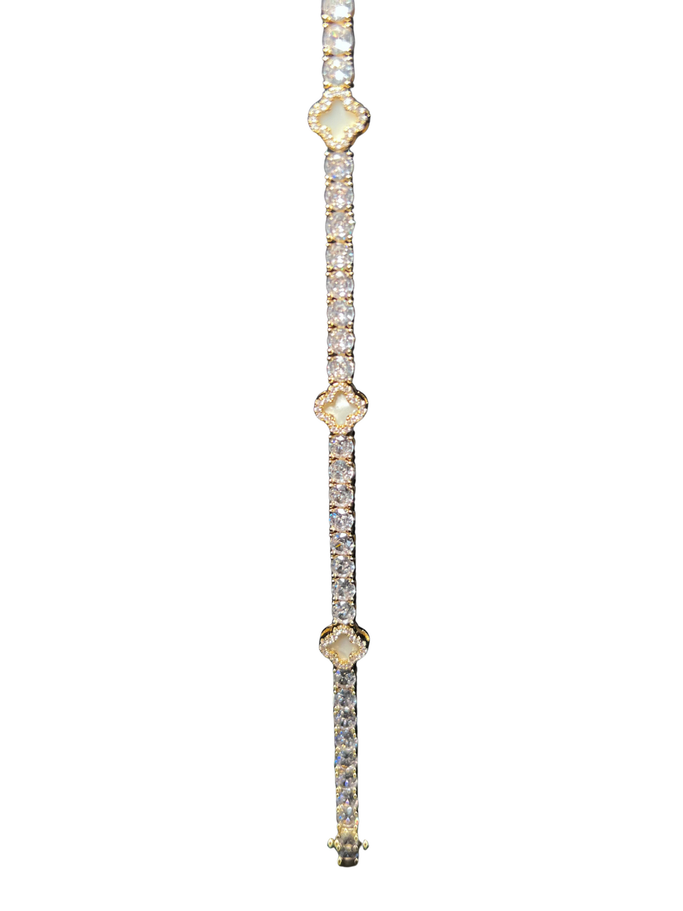 KLASSISCHES WEISSKLEE-TENNISARMBAND - GOLD