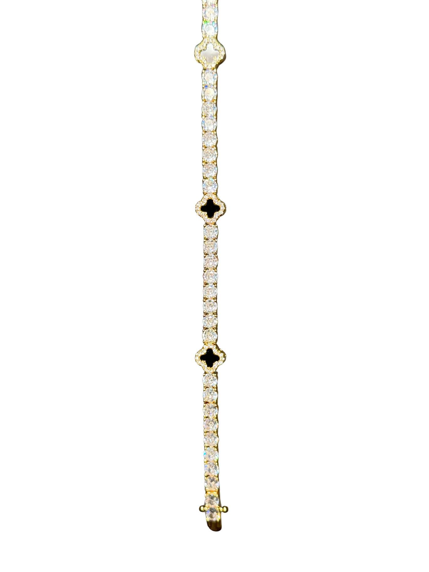 KLASSISCHES SCHWARZES KLEEBLATT TENNISARMBAND - GOLD