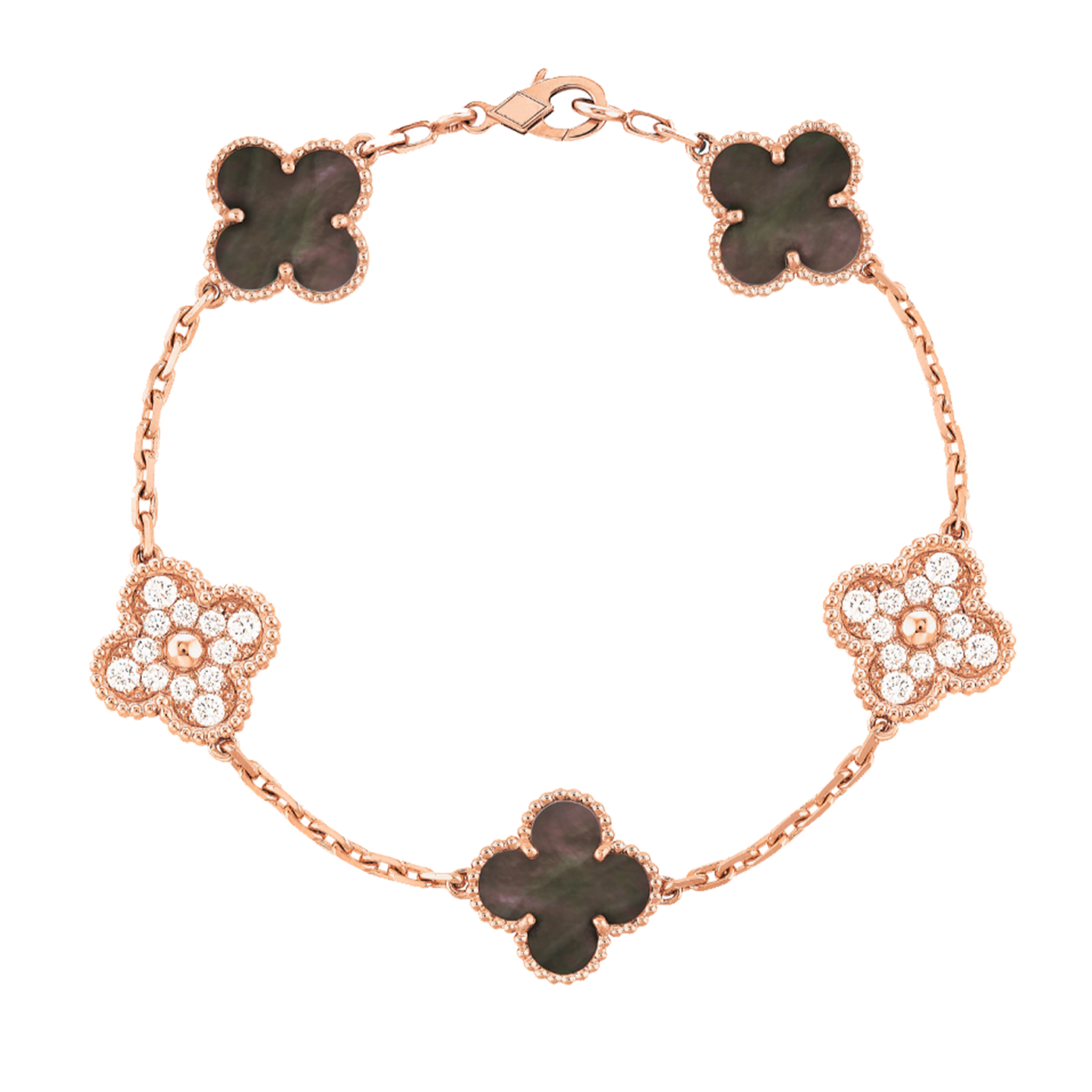 Bracciale in ambra - Oro rosa / Diamante nero