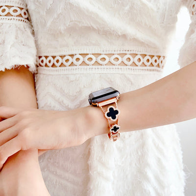 Diamantklee-Metallarmband
