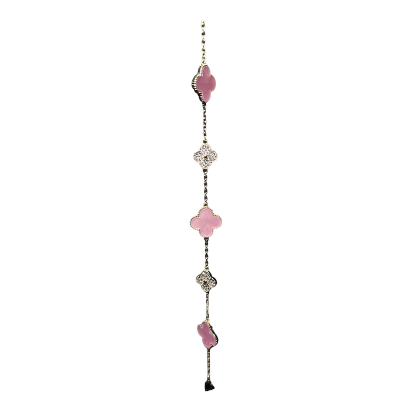 KLASSISCHES ROSA & GOLDENES DIAMANTIERTES KLEEBLATT-ARMBAND