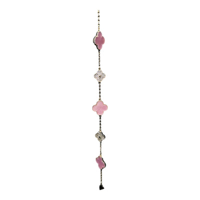 KLASSISCHES ROSA & GOLDENES DIAMANTIERTES KLEEBLATT-ARMBAND