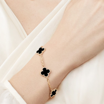 Bracciale in ambra - Oro / Nero
