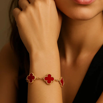 Bracciale in ambra - Oro / Rosso