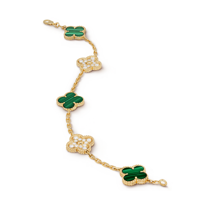 Bracciale in ambra - Oro / Diamante verde