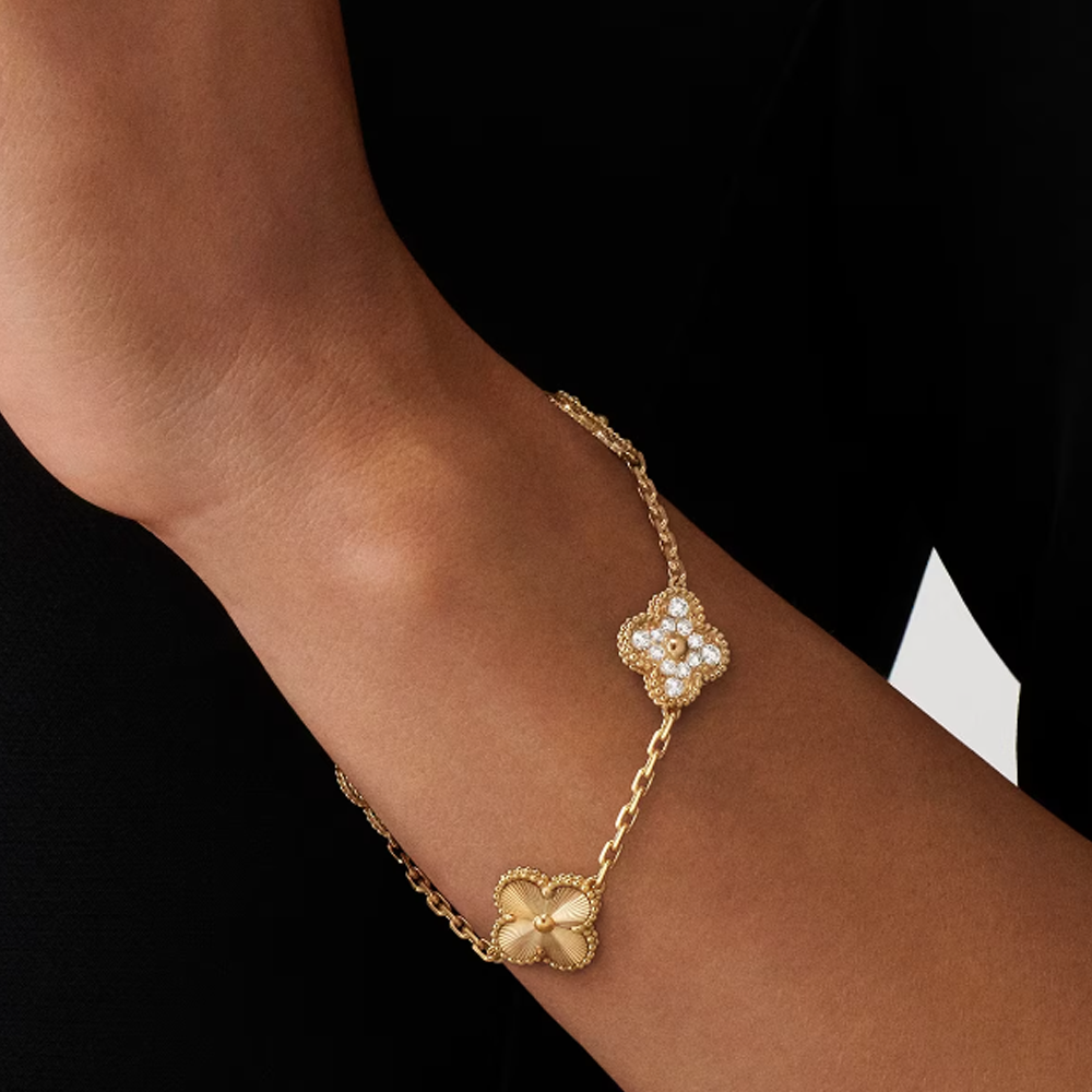 Bracciale in ambra - Oro / Motivo a rombi
