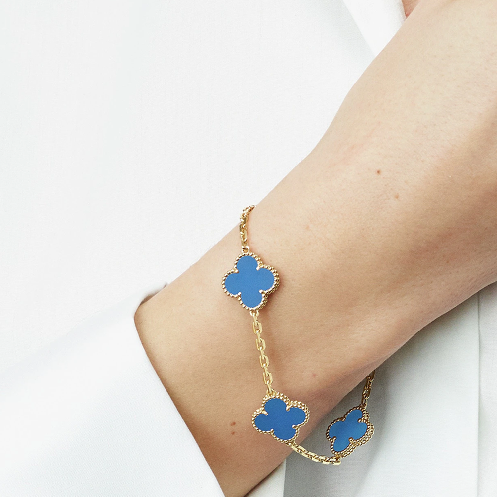Bracciale in ambra - Oro / Blu