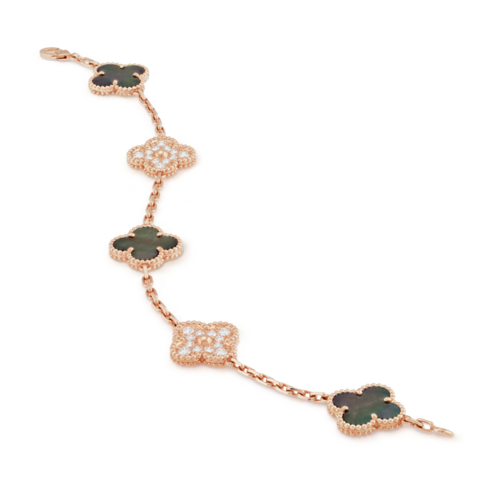 Bracciale in ambra - Oro rosa / Diamante nero