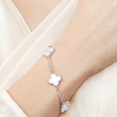 Bracciale in ambra - Argento / Bianco